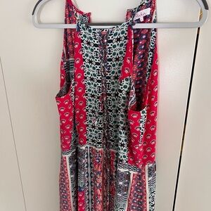 Parker Vibrant Red and Blue Floral Dress